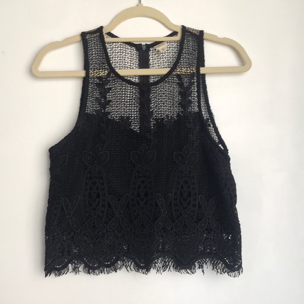 Black lace cropped top